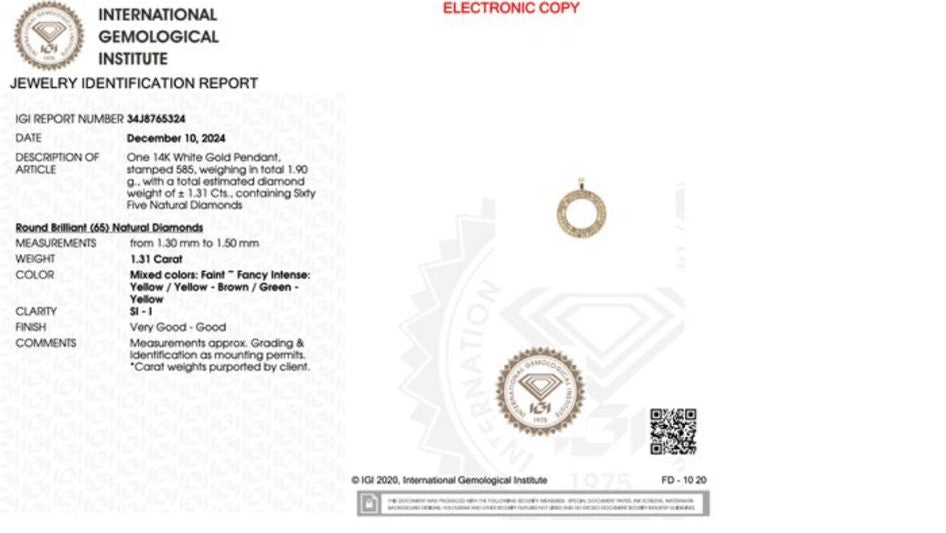 14 karaat Gouden Hanger met Natuurlijk Gekleurde Diamanten β 1,31 ct