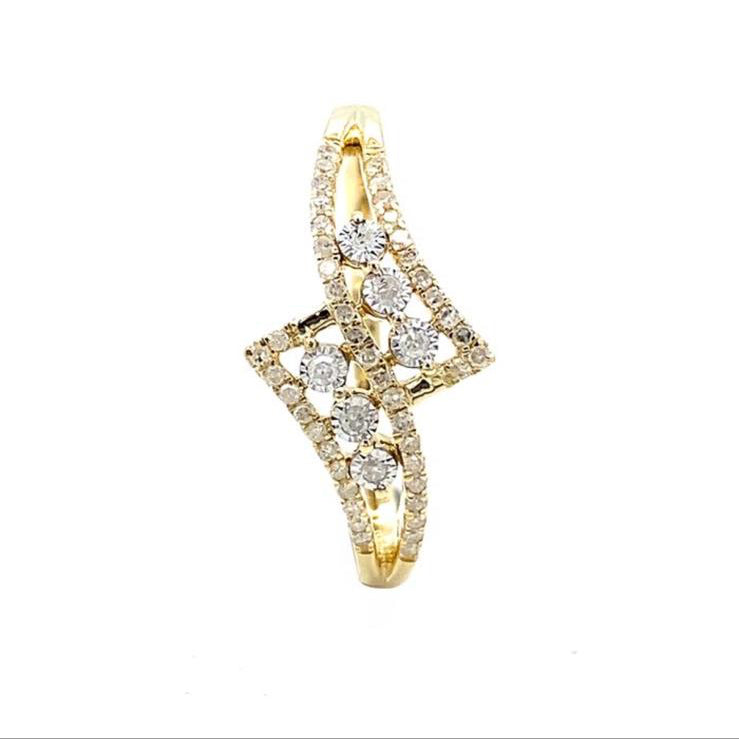 14 karaat Geelgouden Ring met 51 Diamanten β 0,15 ct