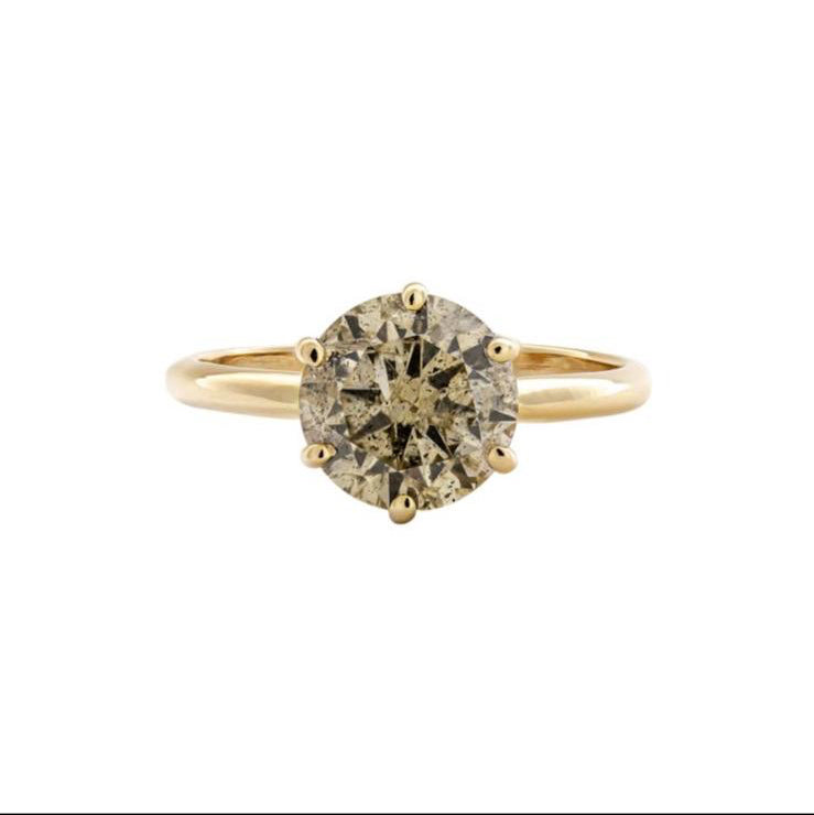 Luxe 14 karaat geelgouden ring met fancy bruine diamant