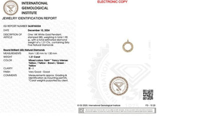 14 karaat Gouden Hanger met Natuurlijk Gekleurde Diamanten – 1,31 ct