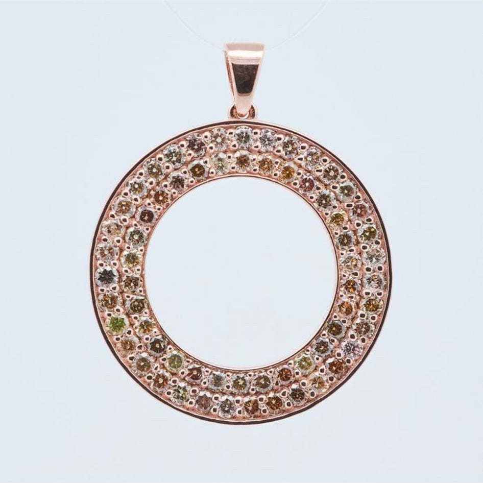 14 karaat Gouden Hanger met Natuurlijk Gekleurde Diamanten – 1,06 ct