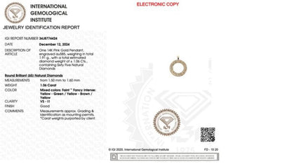 14 karaat Gouden Hanger met Natuurlijk Gekleurde Diamanten – 1,06 ct