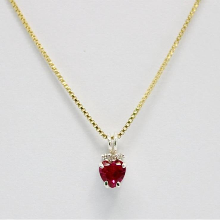 18 karaat Geelgouden Collier met Robijn & Diamanten