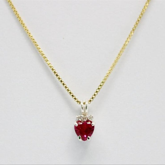 18 karaat Geelgouden Collier met Robijn & Diamanten