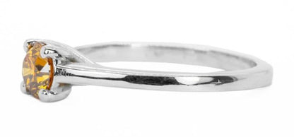 18 karaat Witgouden Ring met Natuurlijke Fancy Oranje Diamant – 0,51 ct