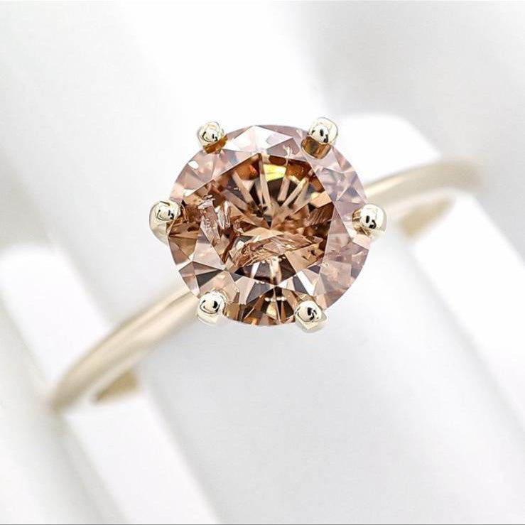 14 karaat Geelgouden Ring met Fancy Gekleurde Diamant