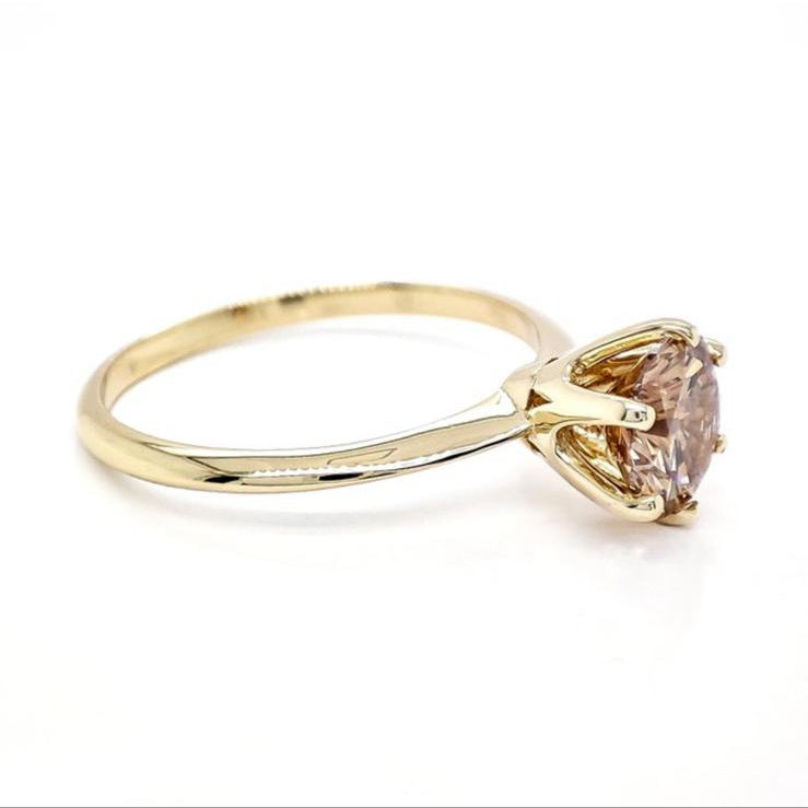 14 karaat Geelgouden Ring met Fancy Gekleurde Diamant