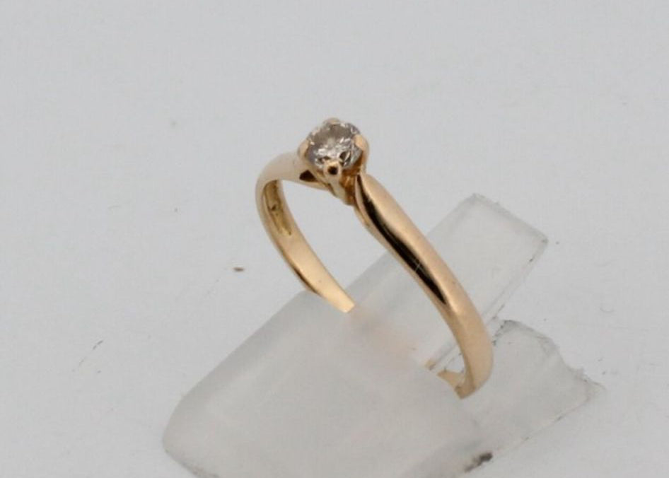 18 karaat Geelgouden Ring met Diamant – 0,12 ct