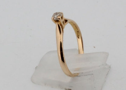 18 karaat Geelgouden Ring met Diamant – 0,12 ct