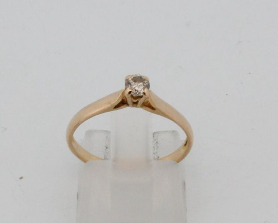 18 karaat Geelgouden Ring met Diamant – 0,12 ct