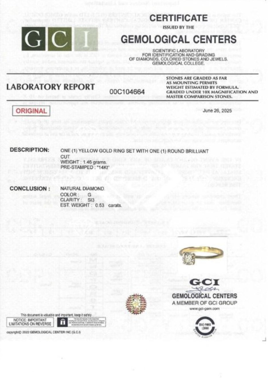 14 karaat Geelgouden Ring met Diamant – 0,53 ct