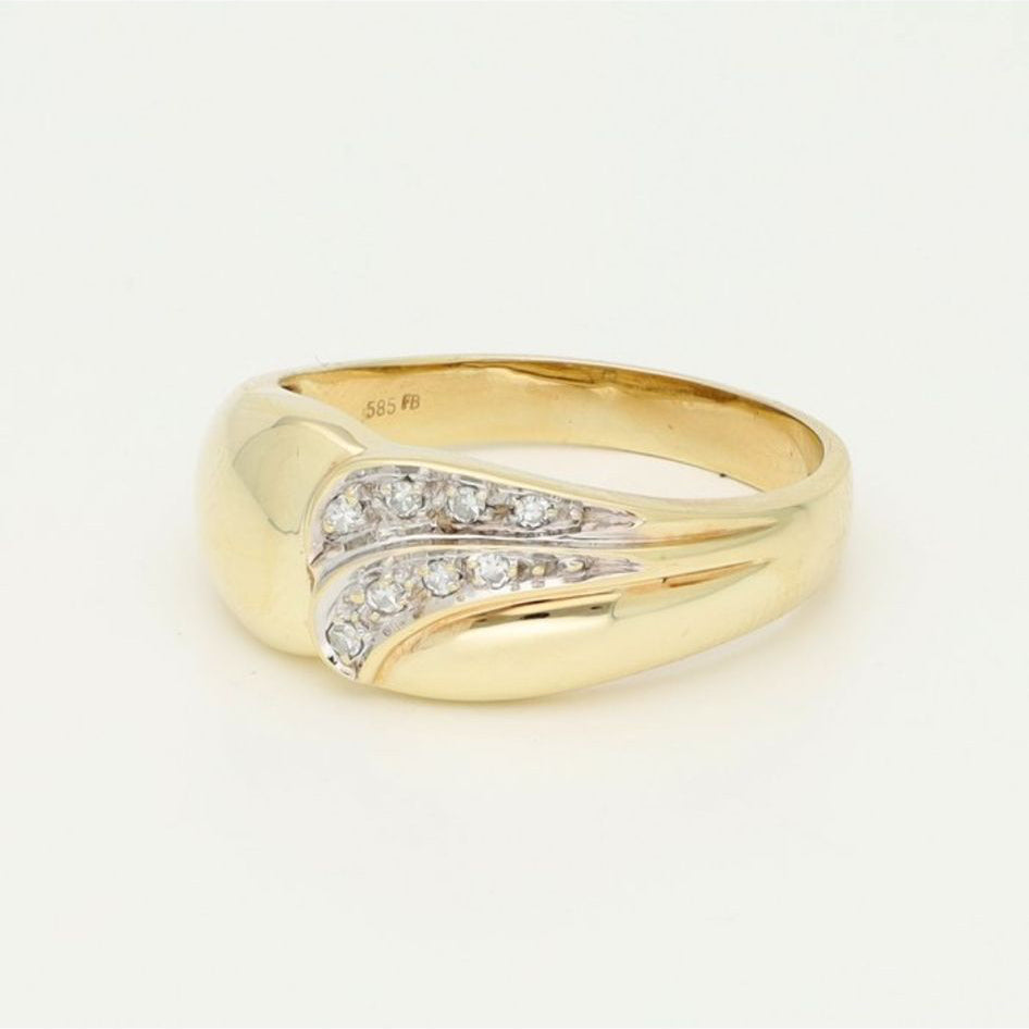 14 karaat Vintage Geelgouden Ring met 8 Diamanten