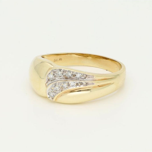 14 karaat Vintage Geelgouden Ring met 8 Diamanten