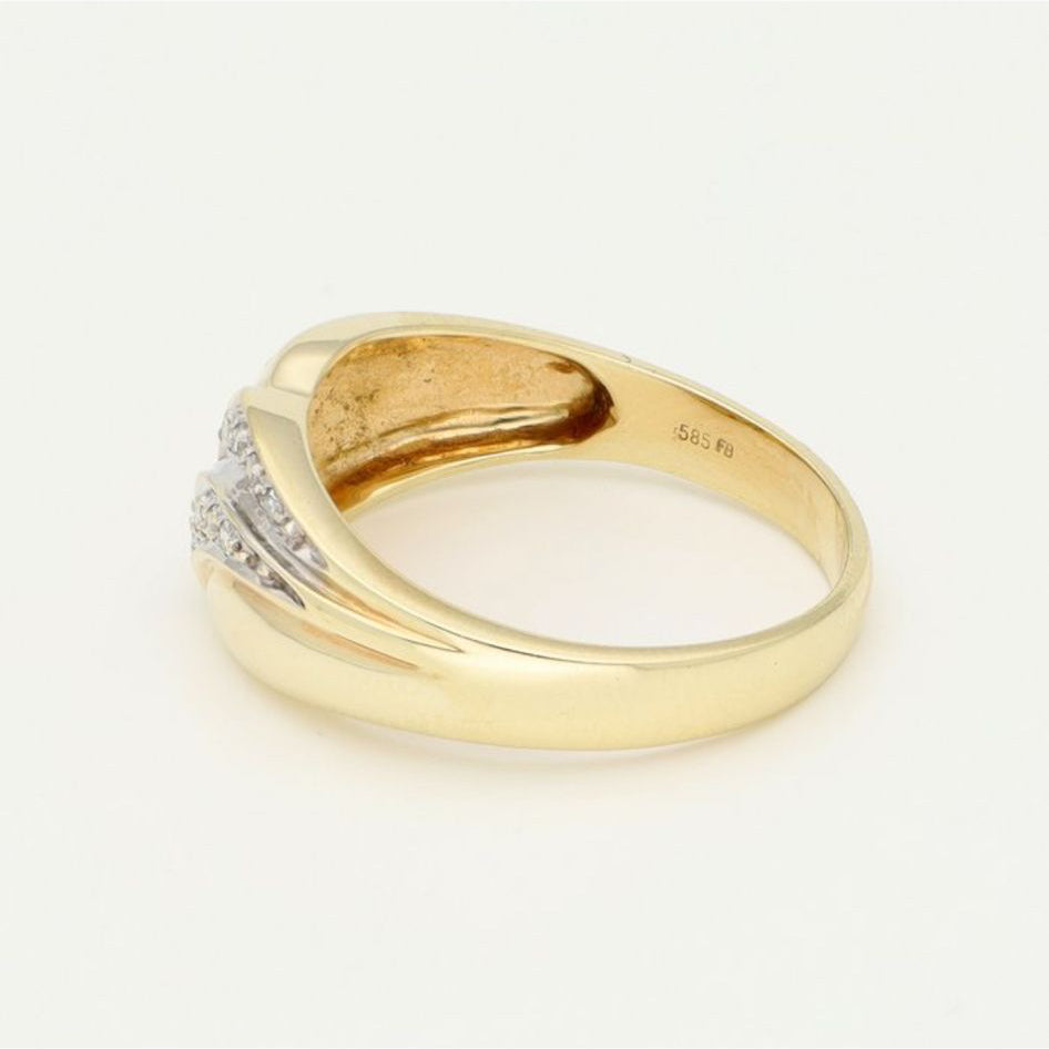 14 karaat Vintage Geelgouden Ring met 8 Diamanten