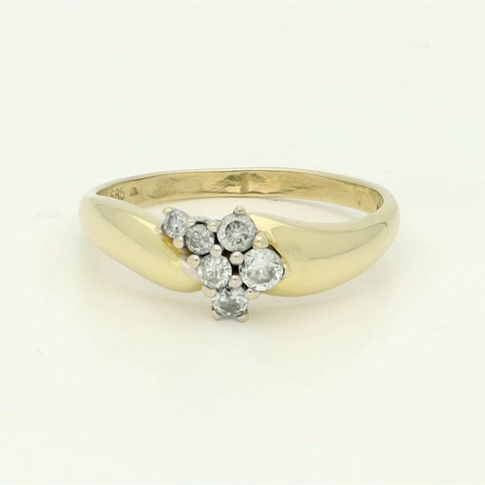 14 karaat Geelgouden Ring met 6 Briljant Geslepen Diamanten – 0,25 ct