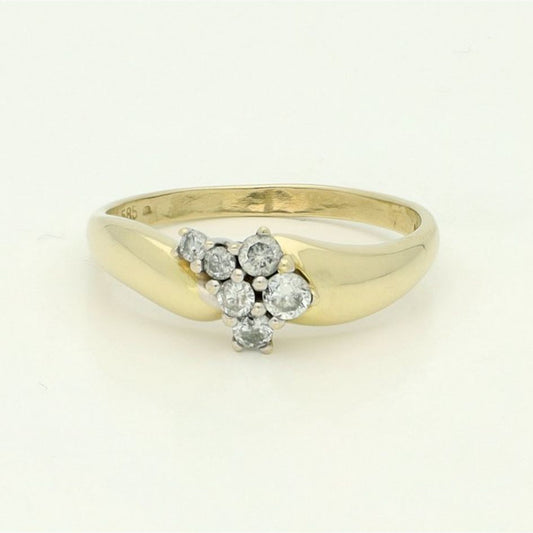 14 karaat Geelgouden Ring met 6 Briljant Geslepen Diamanten – 0,25 ct