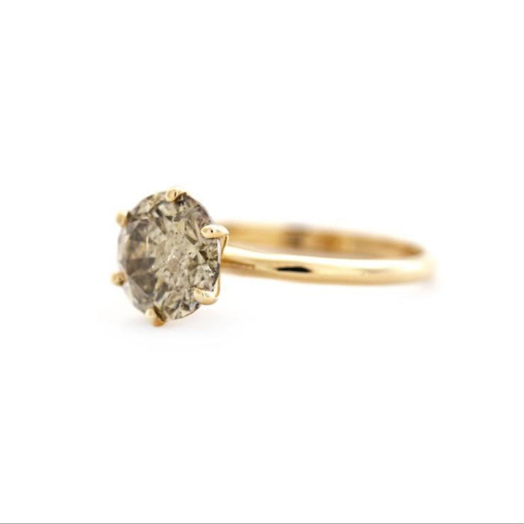 Luxe 14 karaat geelgouden ring met fancy bruine diamant