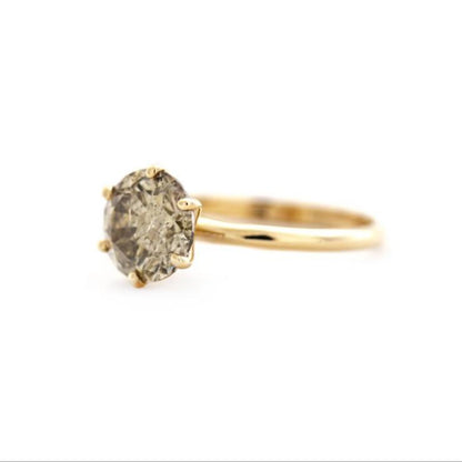 Luxe 14 karaat geelgouden ring met fancy bruine diamant