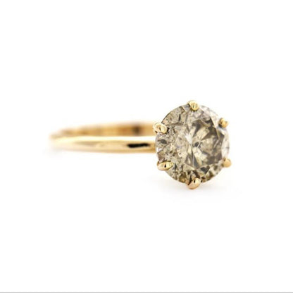 Luxe 14 karaat geelgouden ring met fancy bruine diamant