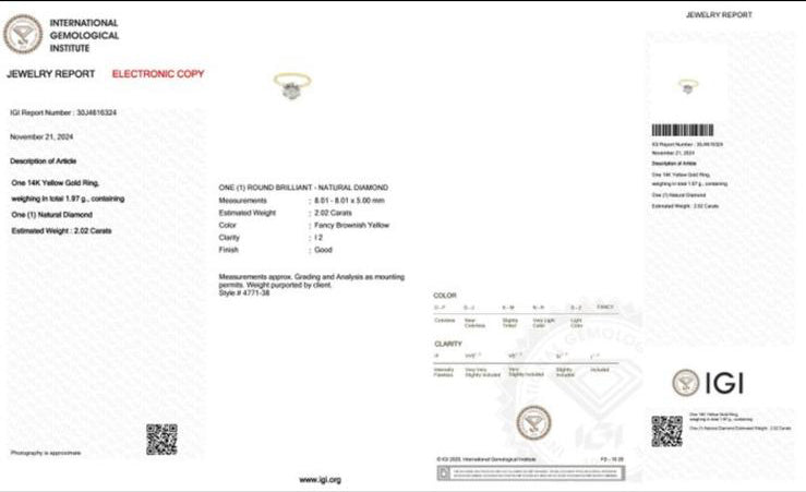 Luxe 14 karaat geelgouden ring met fancy bruine diamant