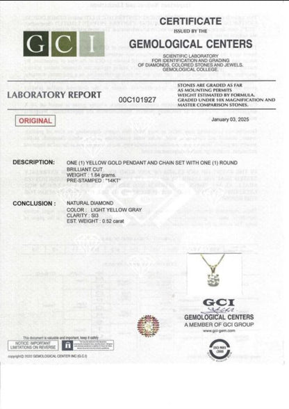 14 karaat Geelgouden Ketting met Fancy Light Diamant