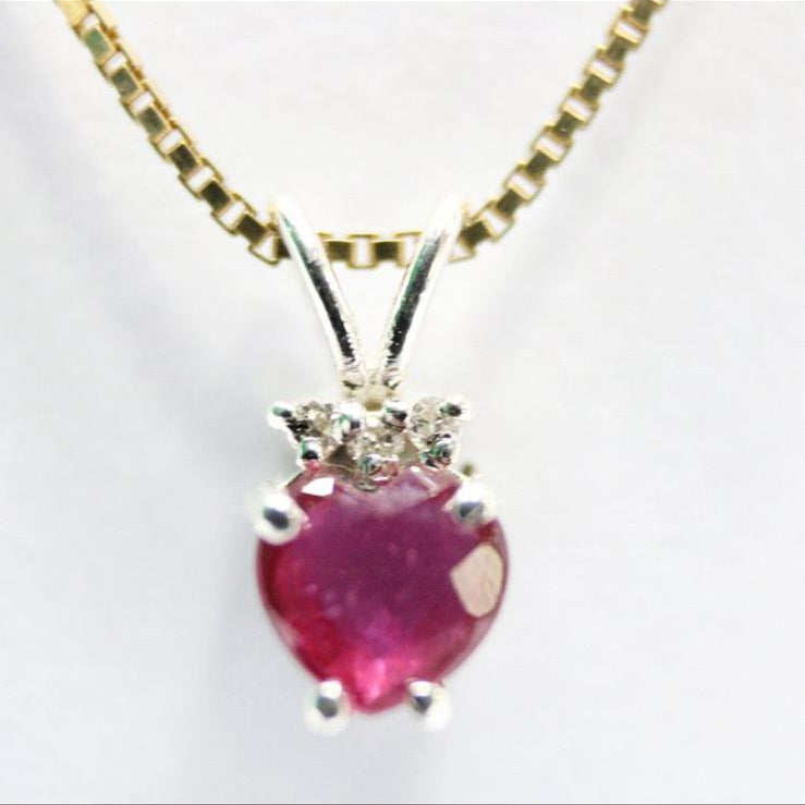 18 karaat Geelgouden Collier met Robijn & Diamanten