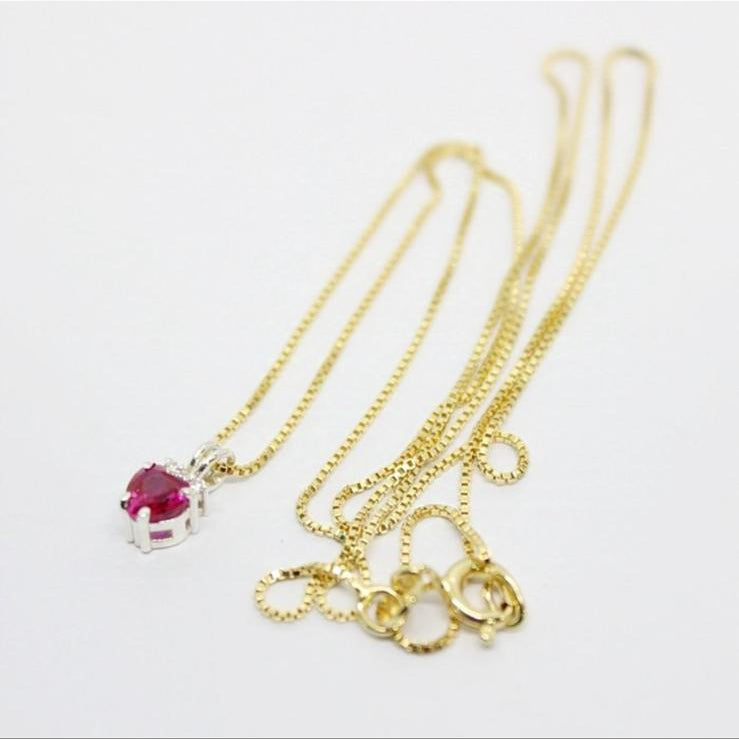 18 karaat Geelgouden Collier met Robijn & Diamanten