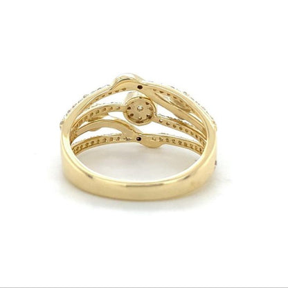 Exclusieve 14K Geelgouden Damesring met Schitterende Diamanten
